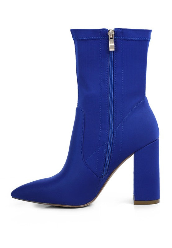 Lycra Block Ankle Boots