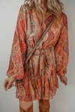 Orange Boho Paisley Mini Dress