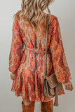 Orange Boho Paisley Mini Dress