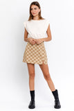 CHECKER BOARD PRINT SLIT MINI SKIRT