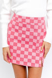 CHECKER BOARD PRINT SLIT MINI SKIRT