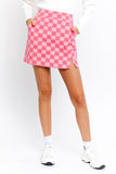 CHECKER BOARD PRINT SLIT MINI SKIRT