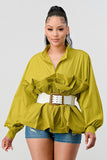 Pleated Ruffled Waist Blouse