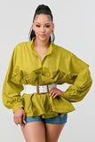 Pleated Ruffled Waist Blouse