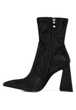 Hustlers Shimmer Block Heeled Ankle Boots