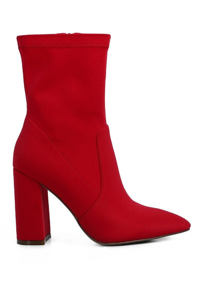 Lycra Block Ankle Boots