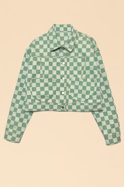 Checkered Heart Denim Jacket