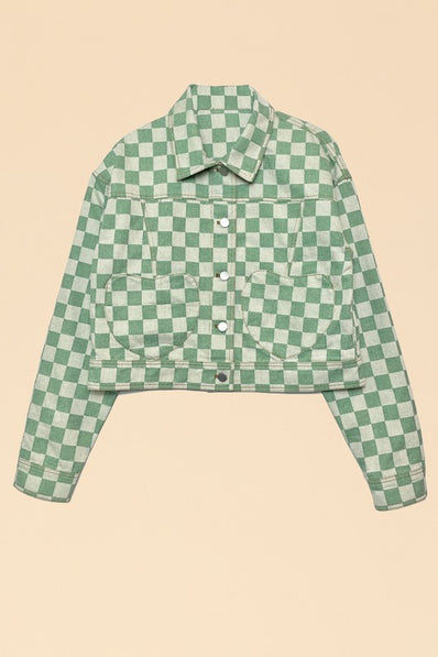 Checkered Heart Denim Jacket