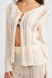 BUTTON UP LADDERED CARDIGAN TOP