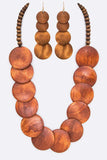 Wooden Disk Long Necklace set