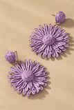 Raffia straw flower drop earrings