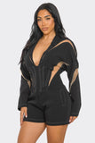 Chic Mesh-Panelled Black Romper