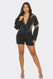 Chic Mesh-Panelled Black Romper