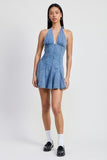 Halter Denim Mini Dress