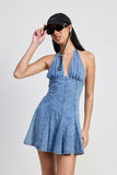 Halter Denim Mini Dress