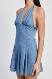 Halter Denim Mini Dress