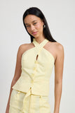 Pale Yellow Halter Blouse