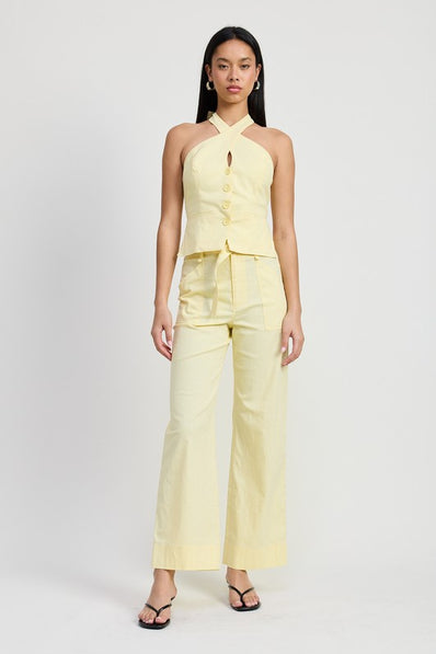 Pale Yellow Halter Blouse