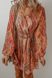 Orange Boho Paisley Mini Dress