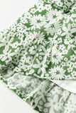 Green Floral Tiered Ruffled Mini Dress