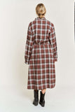 PLAID PRINT COLLAR LONG SHIRT DRESS PLUS