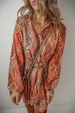 Orange Boho Paisley Mini Dress