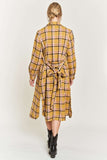 PLAID PRINT COLLAR LONG SHIRT DRESS PLUS