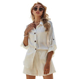 2PC Button Down Shorts Set