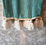 Ocean Blue Tasseled Throw Blanket