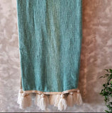 Ocean Blue Tasseled Throw Blanket