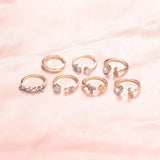 6 PCS Opal & Butterfly Crystal Rings