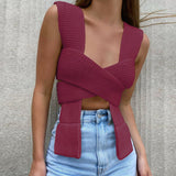 Sleeveless Bandage Blouse