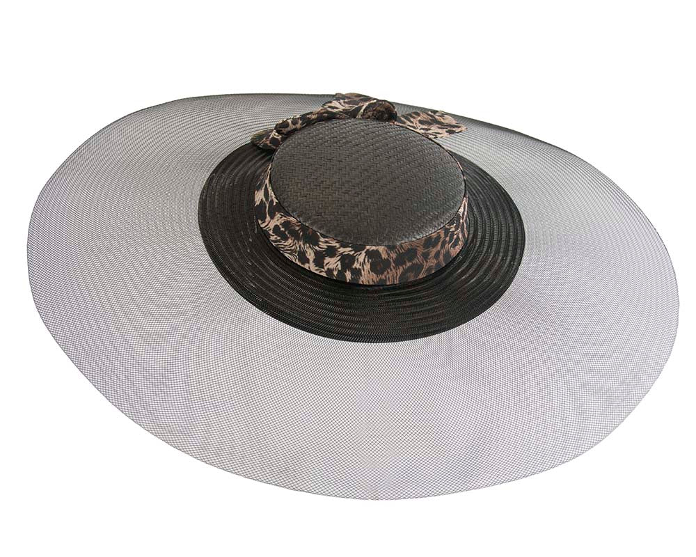 Black & Leopard Wide Brim Hat