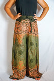 Olive Green & Orange Split Harem Pants